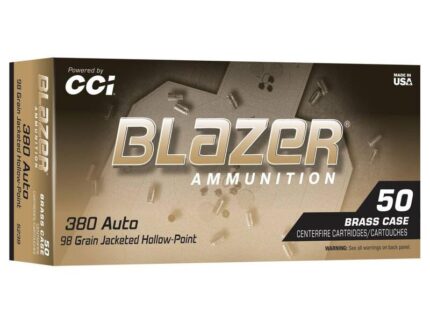 CCI Blazer Brass Handgun Ammunition .380 Auto 98gr JHP 920fps 50/ct