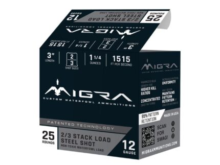 Migra Steel Waterfowl Stacked Shotshell 12ga 3" 1-1/4 oz 1515 fps #2 25/ct