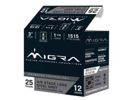 Migra Steel Waterfowl Stacked Shotshell 12ga 3" 1-1/4 oz 1515 fps #4 & #6 25/ct
