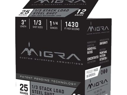 Migra Staxd Shotgun Ammo 12 ga. 3 in. 1.25 oz. 1-3 Shot 25 rd.