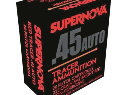 Supernova Tracer Pistol Ammunition  45 Auto 225 gr. FMJ Red Tracer 20 rd.