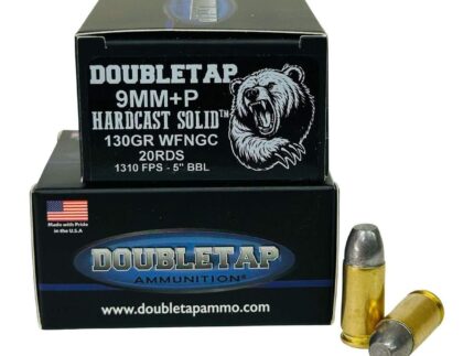 Double Tap Hardcast Solid Handgun Ammunition 9mm Luger(+P) 130gr HC 1310 fps 20/ct